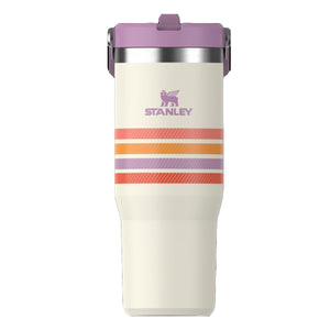 Botella Térmica Stanley Flip Straw Cream Lilac Stripe | 887 ml