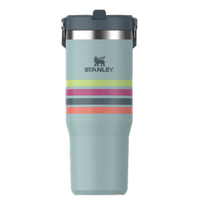 Botella Térmica Stanley Flip Straw Peony Seafoam Stripe| 887 ml