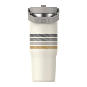 Botella Térmica Stanley Flip Straw Cream Ash Stripe | 887 ml